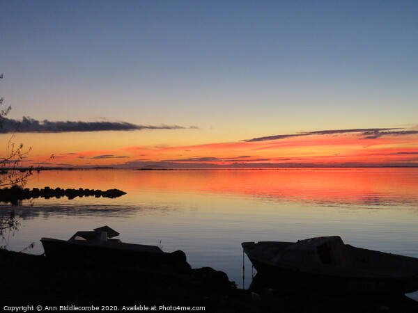 Sunset over Lagune de Thau in Sete, France Picture Board by Ann Biddlecombe