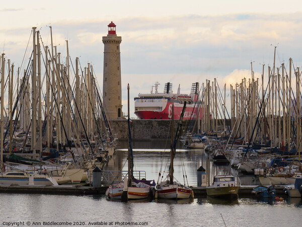 Sete Marina Lighthouse and Ferry Picture Board by Ann Biddlecombe