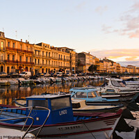 Buy canvas prints of Boats in the Main Canal Sete by Ann Biddlecombe