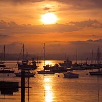Buy canvas prints of Sunset over Brixham outer harbor by Ann Biddlecombe