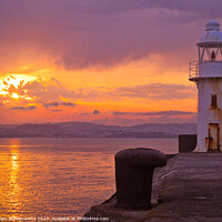 Buy canvas prints of Sunset over Brixham Lighthouse by Ann Biddlecombe