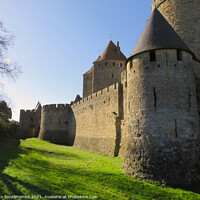 Buy canvas prints of The outer wall of the Medieval town in Carcassonne by Ann Biddlecombe