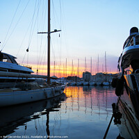 Buy canvas prints of  Sunset behind the boats in Cannes by Ann Biddlecombe