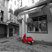 Buy canvas prints of Red Vespa in Cannes by Ann Biddlecombe