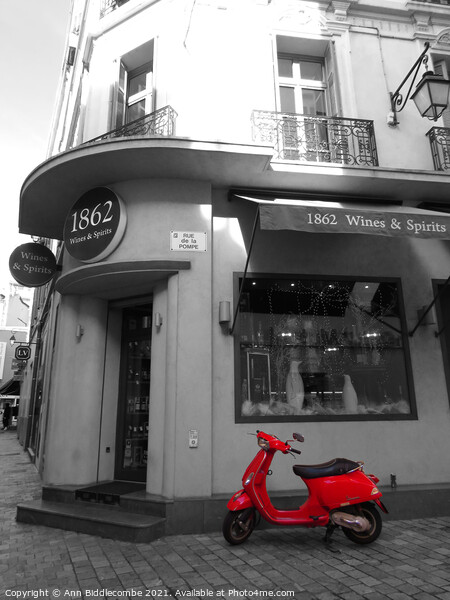 Portrait Red Vespa in Cannes Picture Board by Ann Biddlecombe