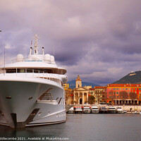 Buy canvas prints of Super yacht in Nice Marina by Ann Biddlecombe