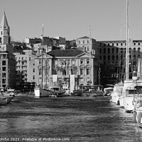 Buy canvas prints of Monochrome of the Old Port of Marseille  by Ann Biddlecombe
