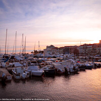 Buy canvas prints of  Cannes marina at sunset by Ann Biddlecombe
