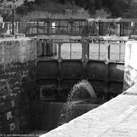 Buy canvas prints of Monochrome First and Last Lock at Beziers by Ann Biddlecombe
