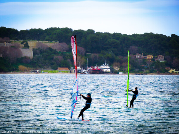 Windsurfing in Cannes Picture Board by Ann Biddlecombe