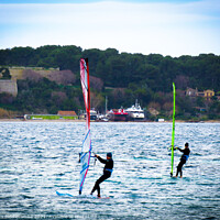 Buy canvas prints of Windsurfing in Cannes by Ann Biddlecombe