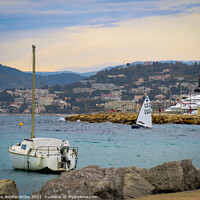 Buy canvas prints of Learning to sail in Cannes by Ann Biddlecombe