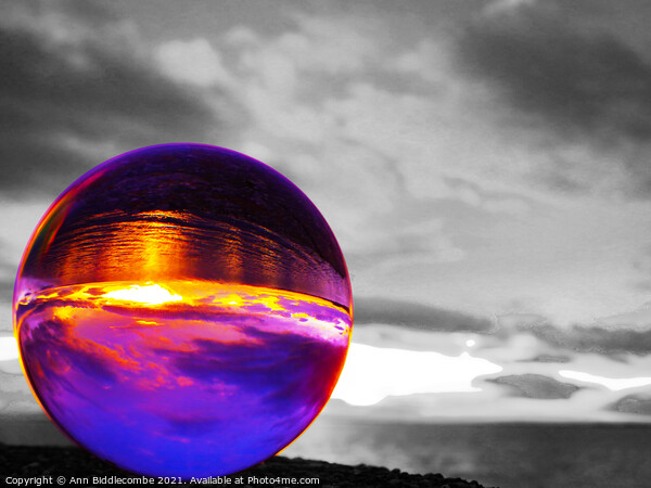 Sunset in a sphere Picture Board by Ann Biddlecombe