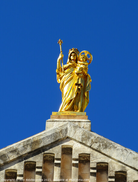 Golden statue at the Church Notre Dame de la Victo Picture Board by Ann Biddlecombe