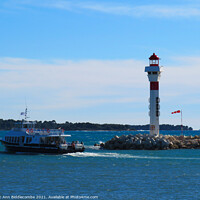 Buy canvas prints of Ferry and lighthouse in cannes by Ann Biddlecombe