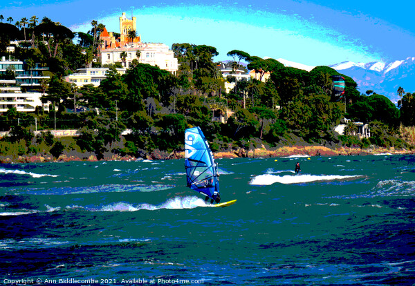 Posterized Windsurfer at Palm Beach Picture Board by Ann Biddlecombe