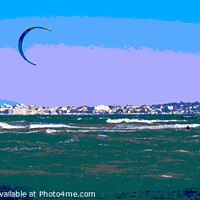 Buy canvas prints of Posterized Windsurfers and Kite surfers  in Cannes by Ann Biddlecombe
