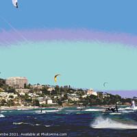 Buy canvas prints of Posterized Kite surfer jump by Ann Biddlecombe