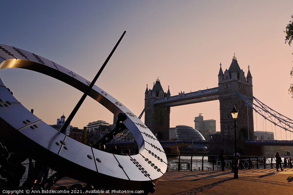 London bridge and sundial Picture Board by Ann Biddlecombe