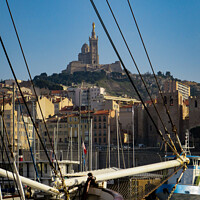 Buy canvas prints of View from the Port to the Notre Dames de la Garde by Ann Biddlecombe