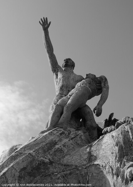 Statue over the harbor in Marseille in monochrome Picture Board by Ann Biddlecombe