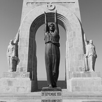 Buy canvas prints of Armistice armee statue and monument in monochrome by Ann Biddlecombe