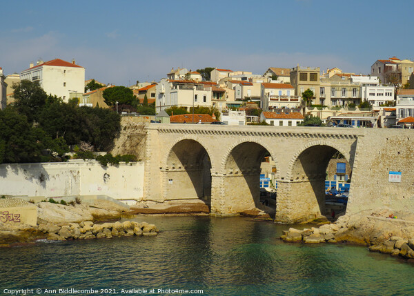Bridge on the coast of Marseille  Picture Board by Ann Biddlecombe