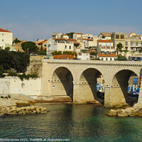 Buy canvas prints of Bridge on the coast of Marseille  by Ann Biddlecombe