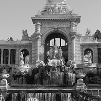 Buy canvas prints of Waterfall at Palais Longchamp from the front in bl by Ann Biddlecombe