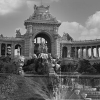 Buy canvas prints of Waterfall at Palais Longchamp from the front left  by Ann Biddlecombe