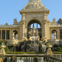 Buy canvas prints of Waterfall at Palais Longchamp from the front by Ann Biddlecombe