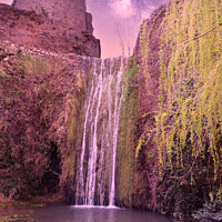 Buy canvas prints of Waterfall at Saint-Guilhem-le-Désert by Ann Biddlecombe