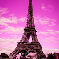 Buy canvas prints of Eiffel Tower Paris France in pink by Ann Biddlecombe
