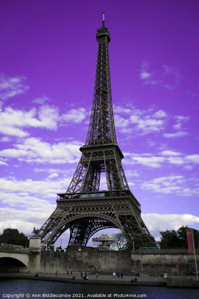 Eiffel Tower Paris, France in purple				 Picture Board by Ann Biddlecombe