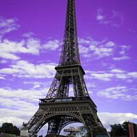 Buy canvas prints of Eiffel Tower Paris, France in purple				 by Ann Biddlecombe