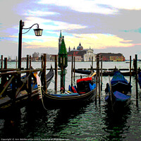 Buy canvas prints of Gondolas on the lagoon in Venice by Ann Biddlecombe