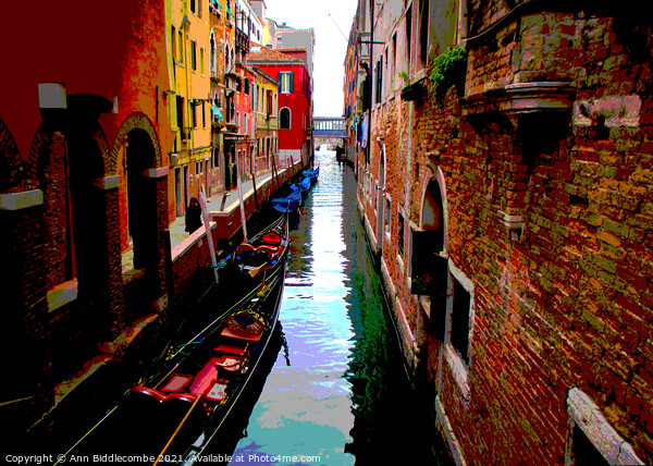 Posterized Side street in Venice Picture Board by Ann Biddlecombe