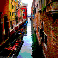 Buy canvas prints of Posterized Side street in Venice by Ann Biddlecombe