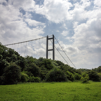 Buy canvas prints of Humber Bridge - a summers sky by Liam Gibbins