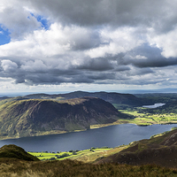Buy canvas prints of Crummock Water and Loweswater from Whiteless Pike, by Steven Garratt