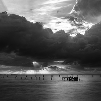 Buy canvas prints of Dawn Cloudscape in Monochrome by Peta Thames