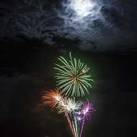 Buy canvas prints of Full Moon Fireworks by Peta Thames