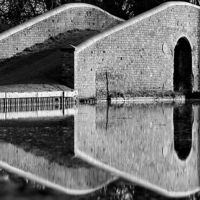 Buy canvas prints of Canal Reflections - Pratts Wharf, Bridge 10A by Duncan Monk