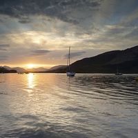 Buy canvas prints of Sunset at Ballachulish, Glencoe by Stephen Taylor
