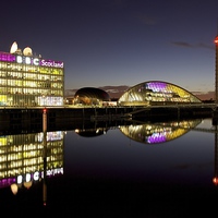 Buy canvas prints of Glasgow riverfront at night by Stephen Taylor