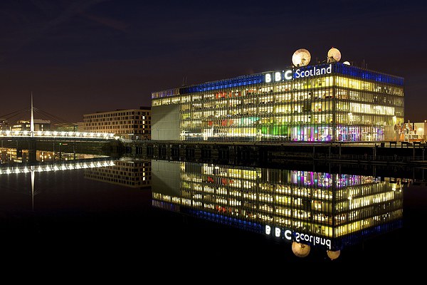 BBC Scotland Studios at night Picture Board by Stephen Taylor