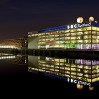 Buy canvas prints of BBC Scotland Studios at night by Stephen Taylor