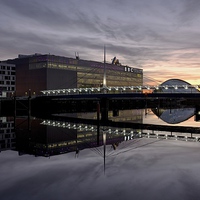 Buy canvas prints of The SECC at sunset by Stephen Taylor