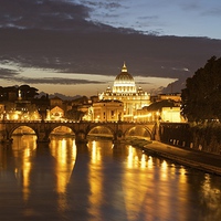 Buy canvas prints of  The River Tiber at dusk by Stephen Taylor