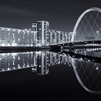 Buy canvas prints of  Glasgow's Clyde Arc at night by Stephen Taylor